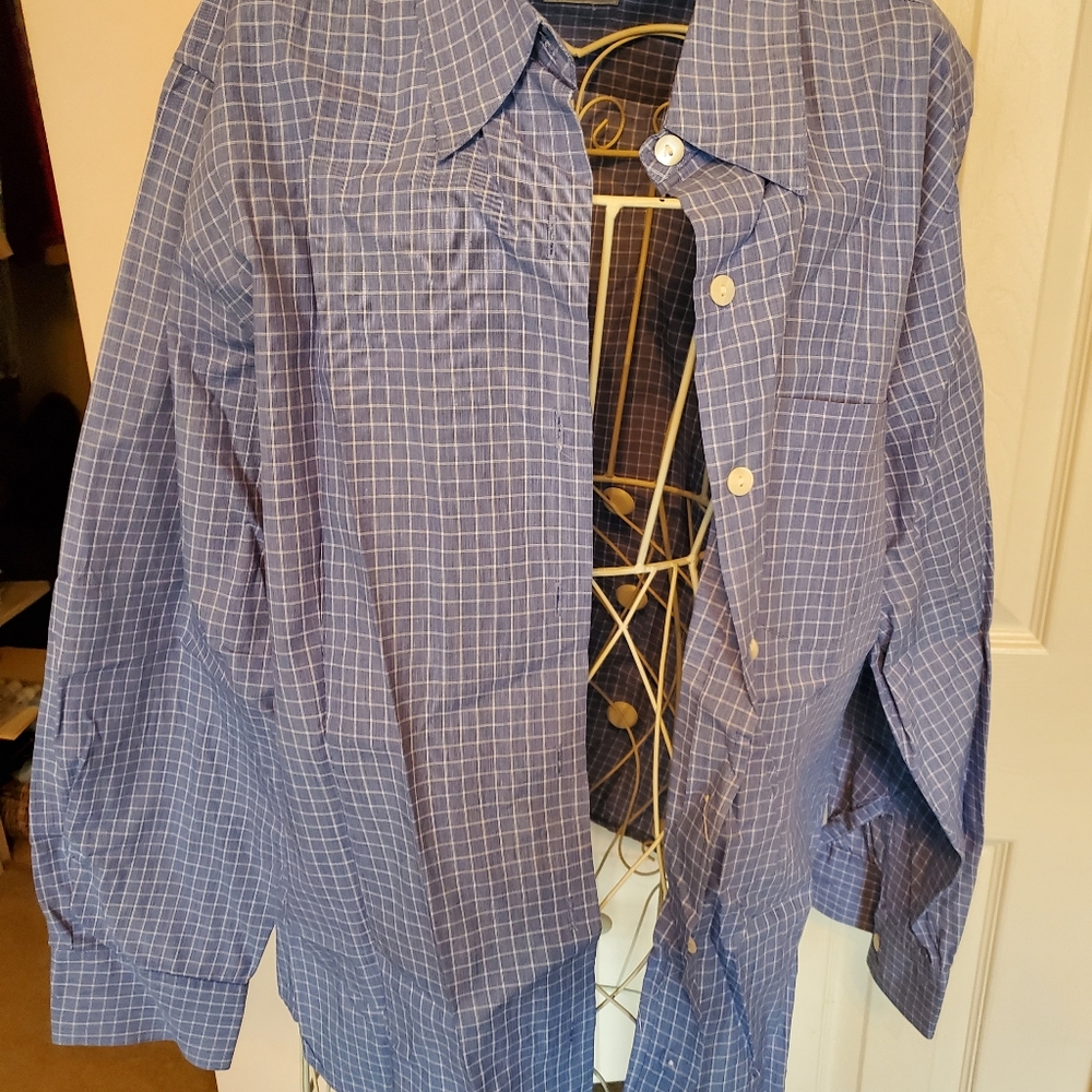 Gap long sleeve TAPERED cotton shirt  L blue white